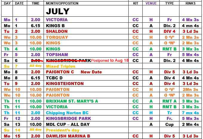 The July fixtures image part 1