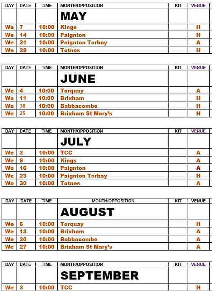 W division fixture list